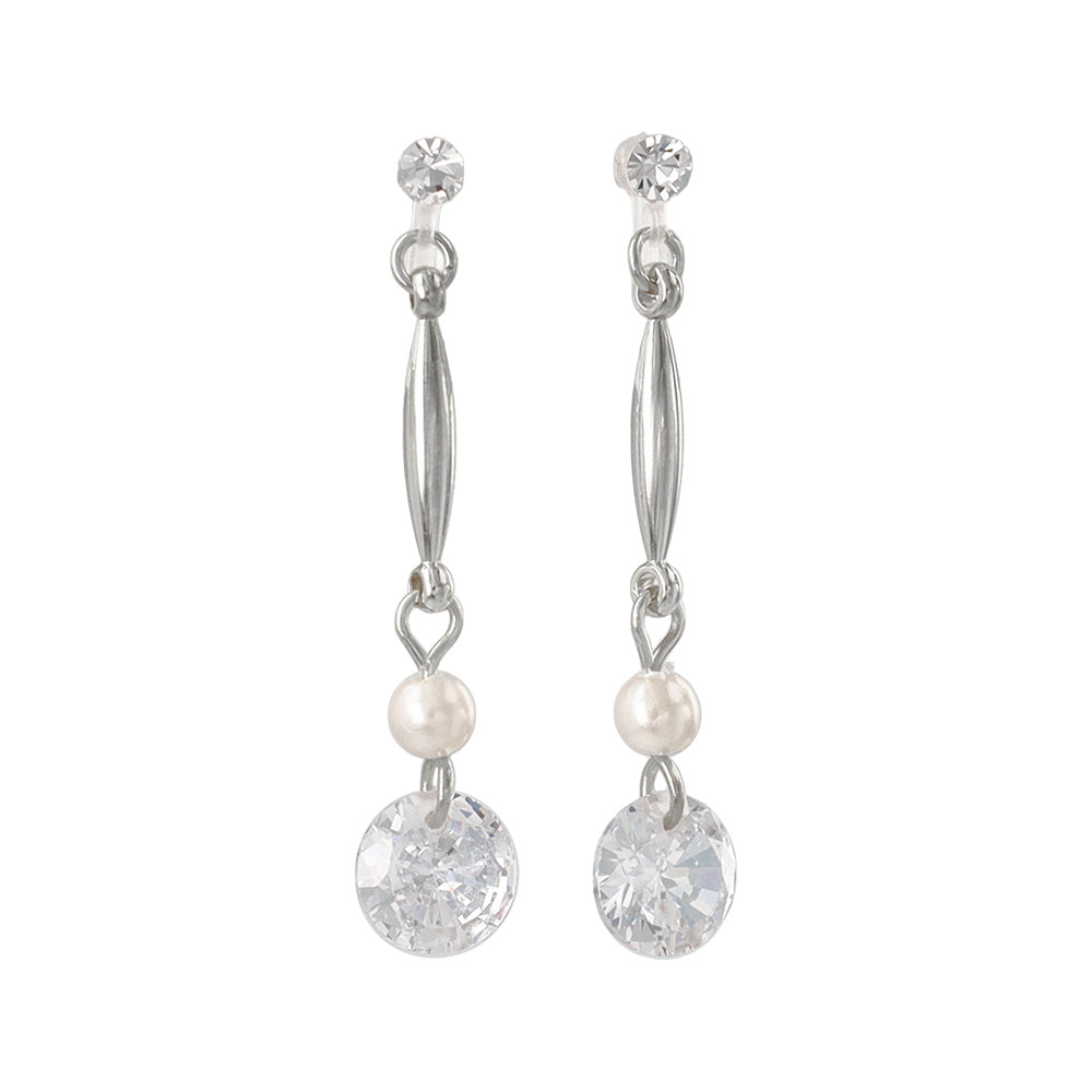 ノンホールピアス ニッケルフリー メタル キュービックジルコニア パール イヤリング 樹脂タイプ