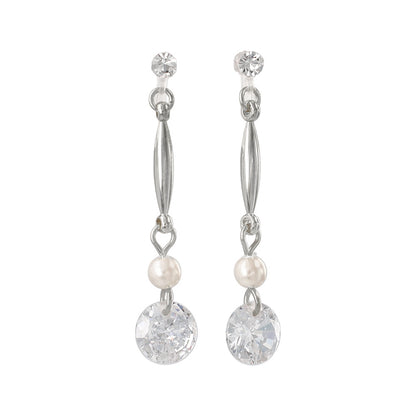 ノンホールピアス ニッケルフリー メタル キュービックジルコニア パール イヤリング 樹脂タイプ