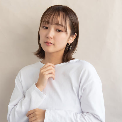 ノンホールピアス ニッケルフリー 宇宙モチーフ スターフレーム 惑星パール イヤリング 樹脂タイプ