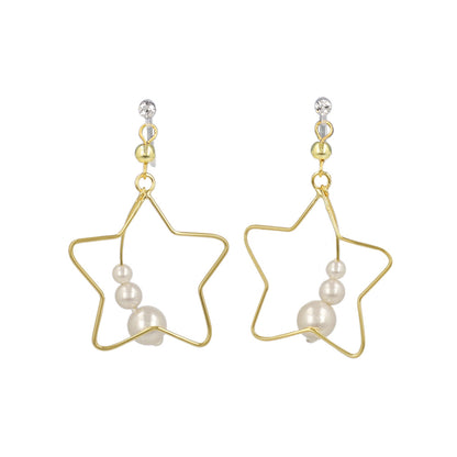 ノンホールピアス ニッケルフリー 宇宙モチーフ スターフレーム 惑星パール イヤリング 樹脂タイプ