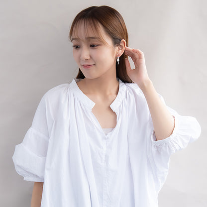 ノンホールピアス ネコ フラワー ウェーブ ドロップ イヤリング 樹脂タイプ