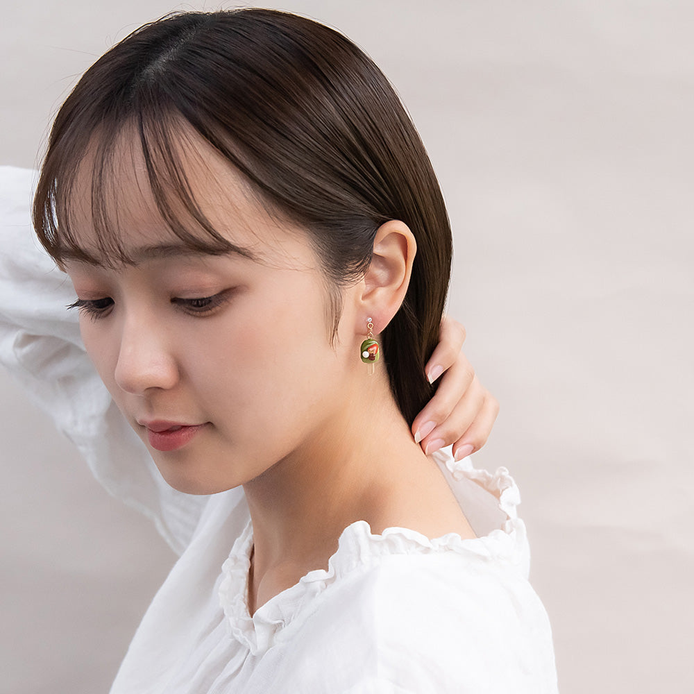 ノンホールピアス 抹茶 アイスバー 苺 イヤリング 樹脂タイプ