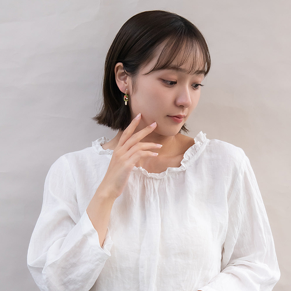 ノンホールピアス 抹茶 アイスバー 苺 イヤリング 樹脂タイプ