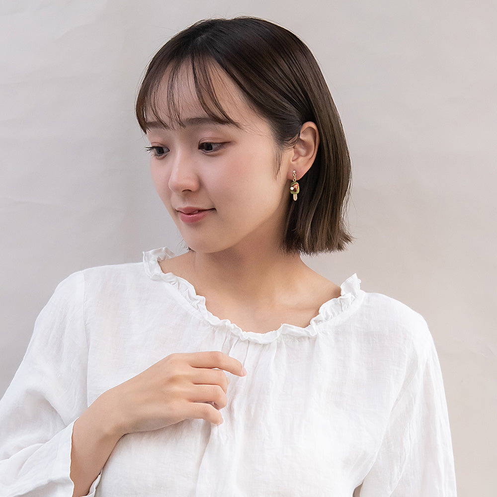 ノンホールピアス 抹茶 アイスバー 苺 イヤリング 樹脂タイプ