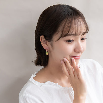 ノンホールピアス 抹茶 アイスクリーム イヤリング 樹脂タイプ