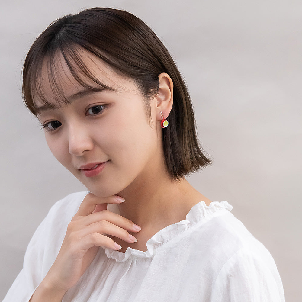 ノンホールピアス 抹茶 和菓子 お茶 イヤリング 樹脂タイプ