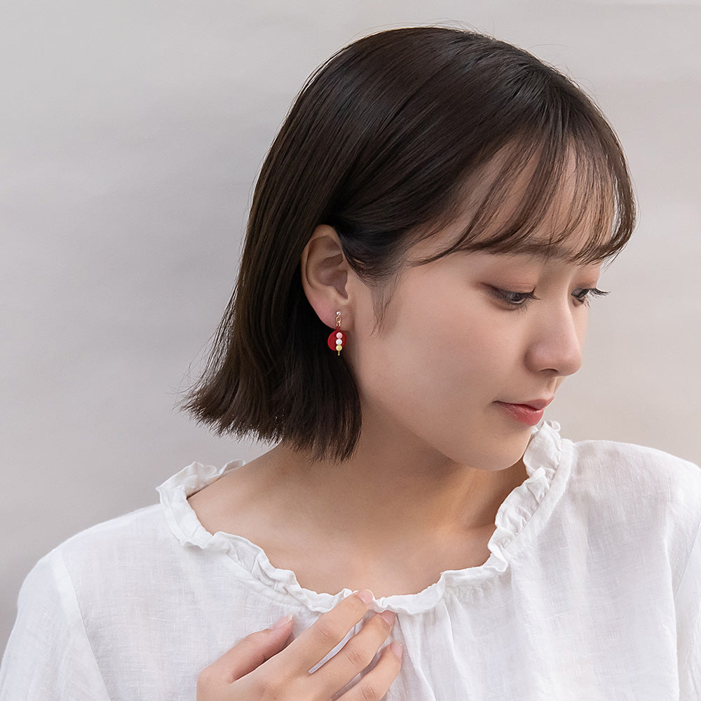 ノンホールピアス 抹茶 和菓子 お茶 イヤリング 樹脂タイプ