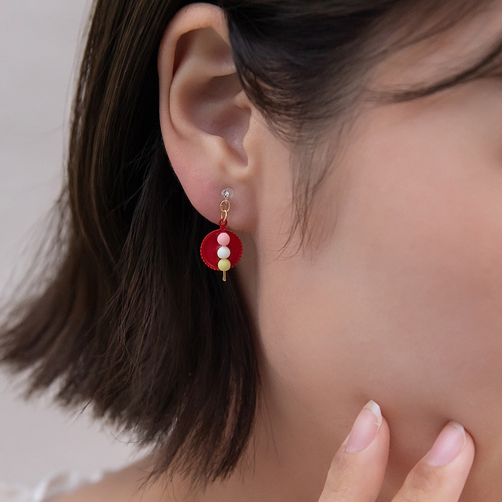 ノンホールピアス 抹茶 和菓子 お茶 イヤリング 樹脂タイプ