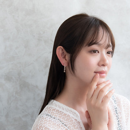 ノンホールピアス ニッケルフリー メタル ストーン ミニ 桜 イヤリング 樹脂タイプ