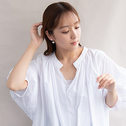 ノンホールピアス ニッケルフリー ひつじ 雪の結晶 ストーン 4個セット イヤリング 樹脂タイプ