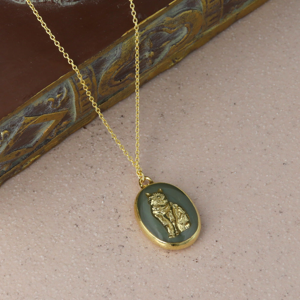 ネックレス ネコ パール メタル プチネックレス