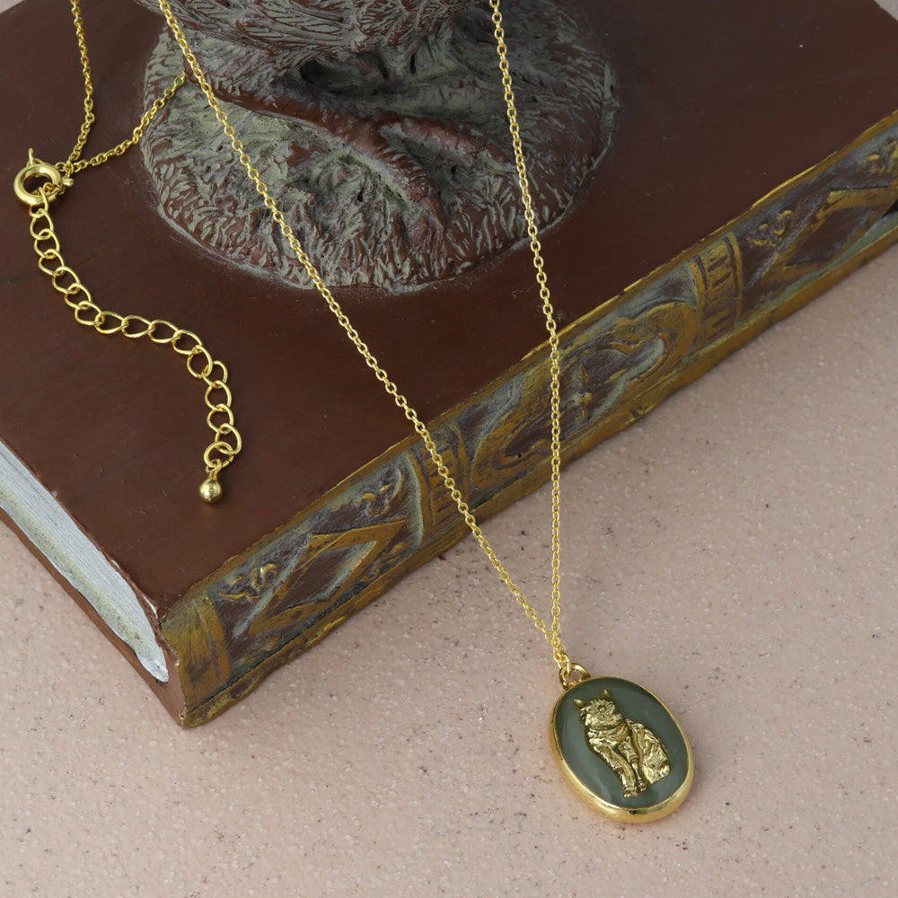 ネックレス ネコ パール メタル プチネックレス