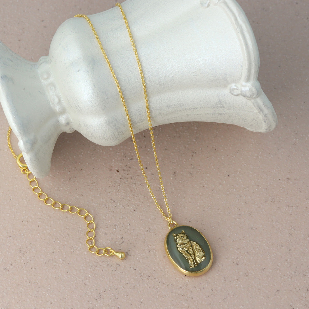 ネックレス ネコ パール メタル プチネックレス