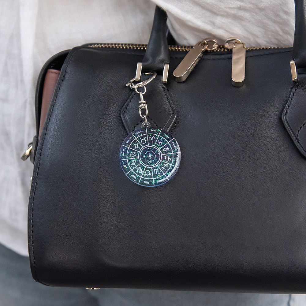 バッグチャーム ニッケルフリー 宇宙 十二星座盤 キーホルダー