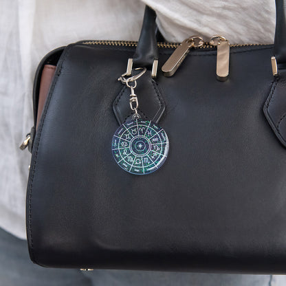 バッグチャーム ニッケルフリー 宇宙 十二星座盤 キーホルダー