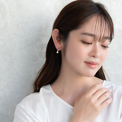 ピアス メタル ミニ ハート パール チタンポスト C型 スタッドピアス