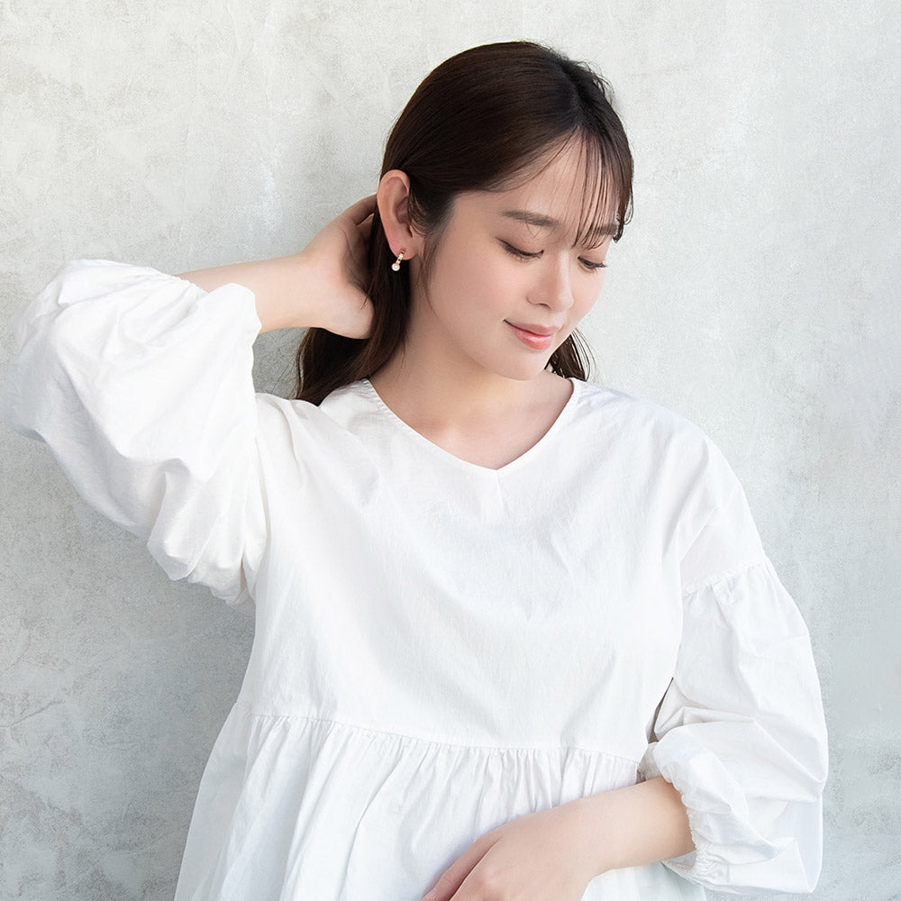 ピアス メタル ミニ ハート パール チタンポスト C型 スタッドピアス