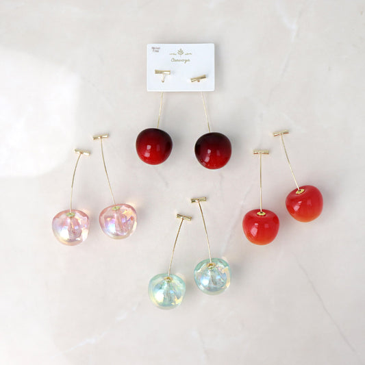 ピアス ニッケルフリー メタル チェリー さくらんぼ クリア カラー バックキャッチ スタッドピアス