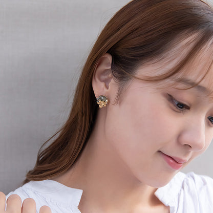 ピアス メタル 楓の葉 メイプル カラー ビーズ パール サークル ステンレスポスト スタッドピアス