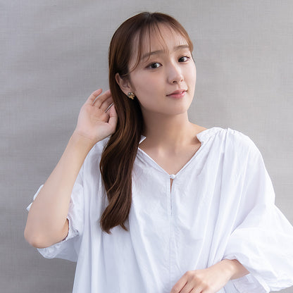 ピアス メタル 楓の葉 メイプル カラー ビーズ パール サークル ステンレスポスト スタッドピアス