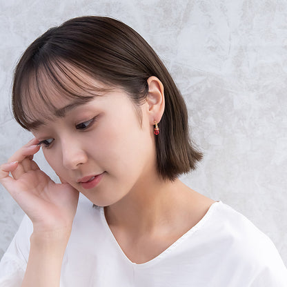 ピアス グラデーション ガラス玉 ストーン チタンポスト スタッドピアス