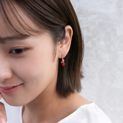 ピアス グラデーション ガラス玉 ストーン チタンポスト スタッドピアス