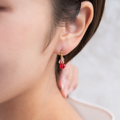 ピアス グラデーション ガラス玉 ストーン チタンポスト スタッドピアス