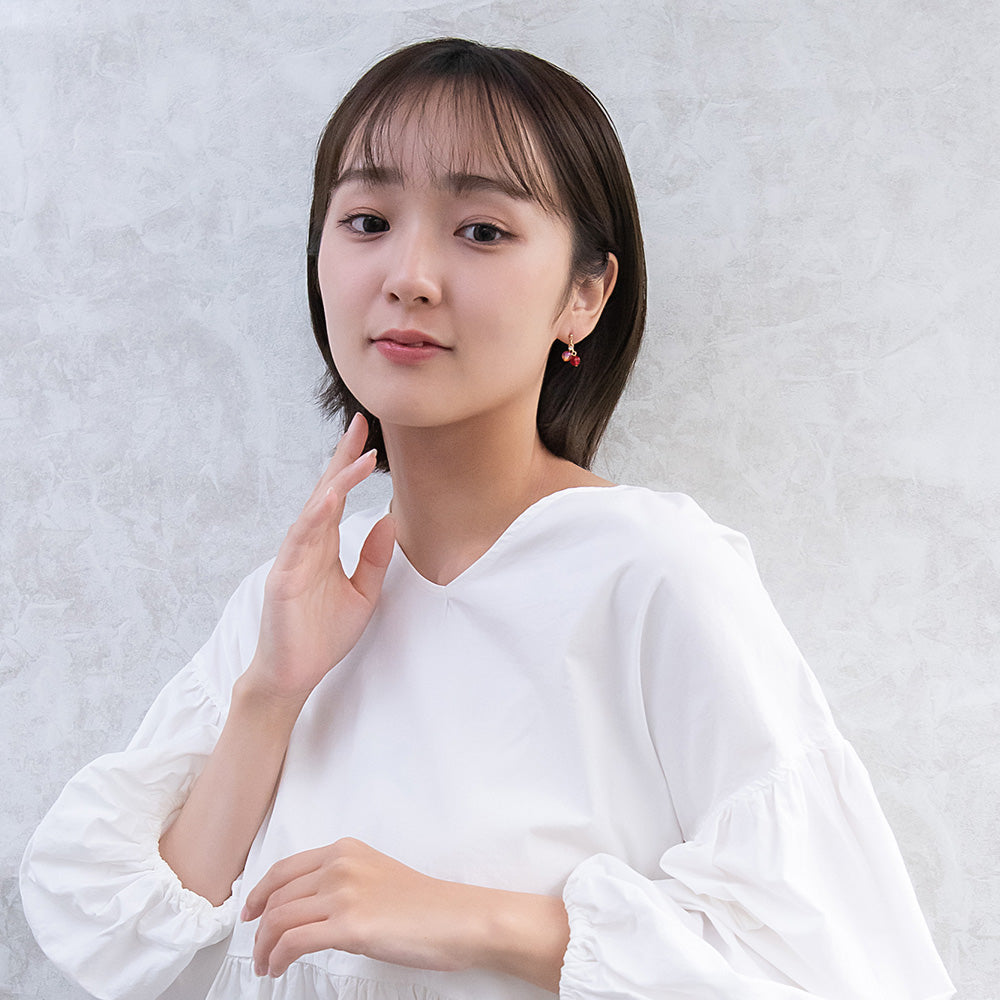 ピアス グラデーション ガラス玉 ストーン チタンポスト スタッドピアス