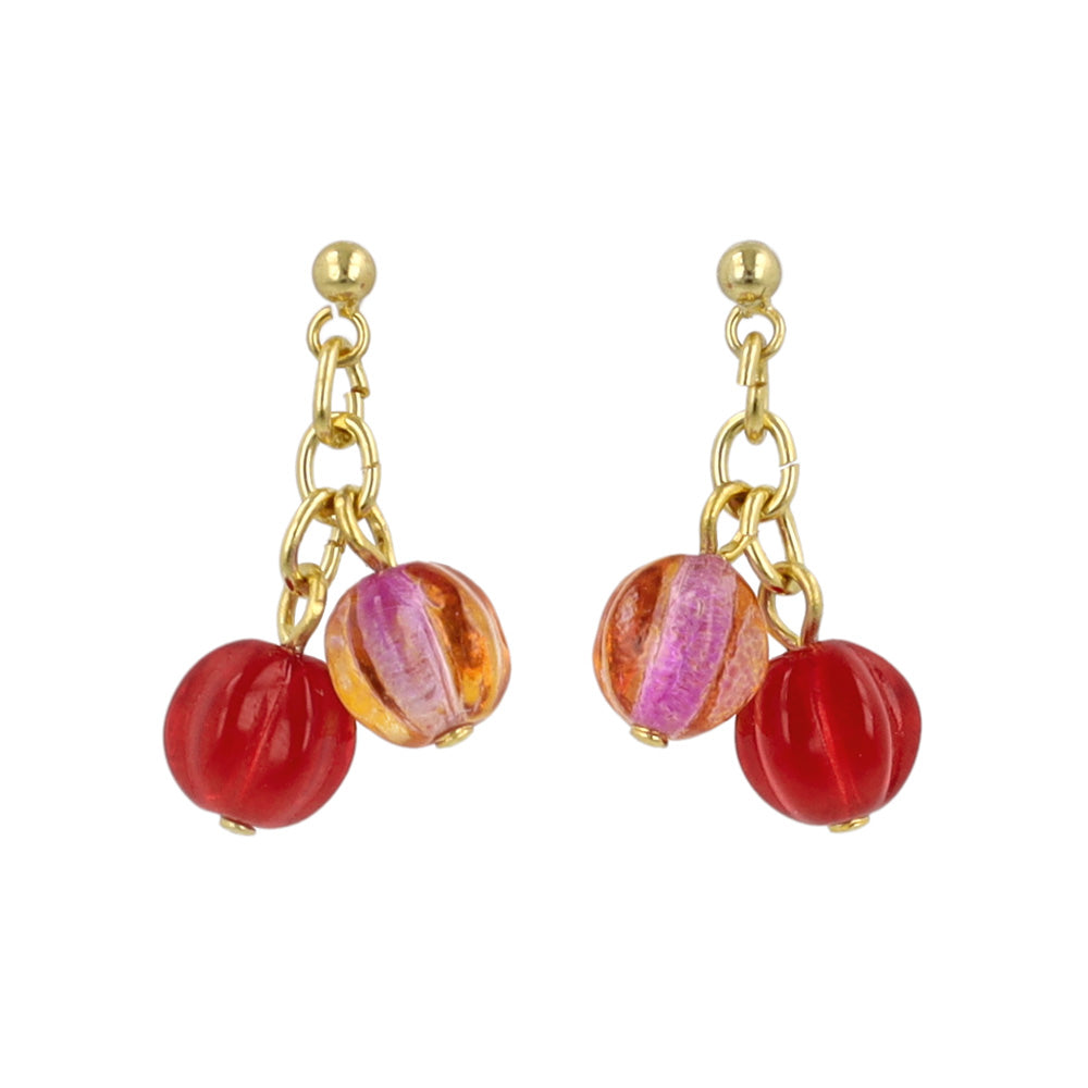 ピアス グラデーション ガラス玉 ストーン チタンポスト スタッドピアス