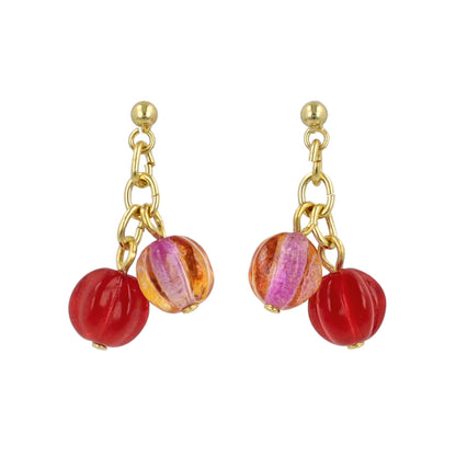 ピアス グラデーション ガラス玉 ストーン チタンポスト スタッドピアス