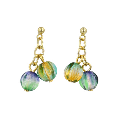 ピアス グラデーション ガラス玉 ストーン チタンポスト スタッドピアス