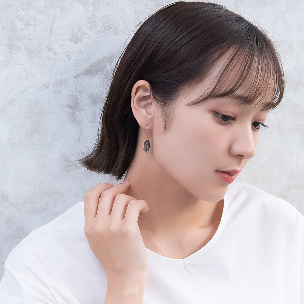 ピアス オーバル オーロラカラー クリアビーズ フックピアス