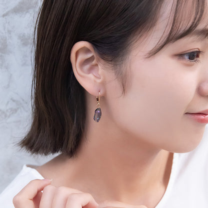ピアス オーバル オーロラカラー クリアビーズ フックピアス