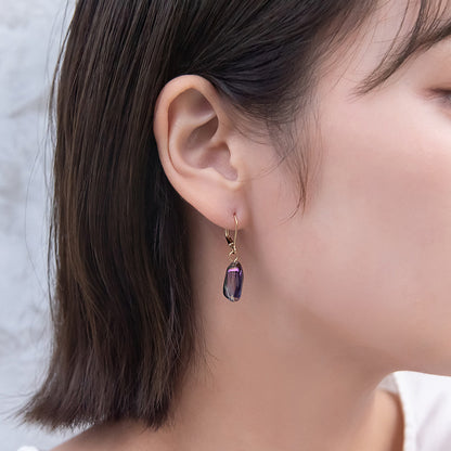 ピアス オーバル オーロラカラー クリアビーズ フックピアス