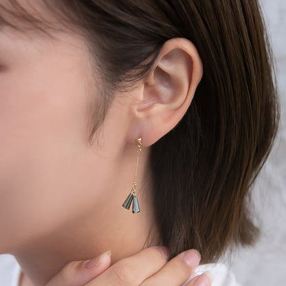 ピアス オーロラカラー ビーズ チェーン チタンポスト スタッドピアス
