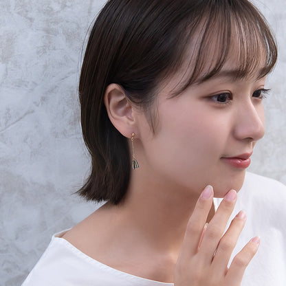 ピアス オーロラカラー ビーズ チェーン チタンポスト スタッドピアス