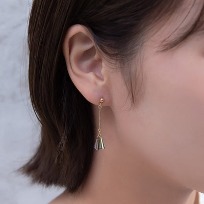 ピアス オーロラカラー ビーズ チェーン チタンポスト スタッドピアス