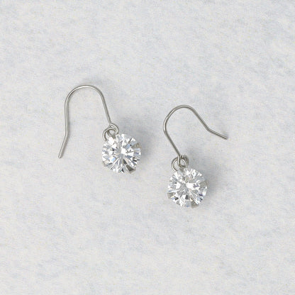 ピアス ニッケルフリー メタル キュービックジルコニア 1粒 6mm フックピアス