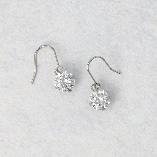 ピアス ニッケルフリー メタル キュービックジルコニア 1粒 6mm フックピアス