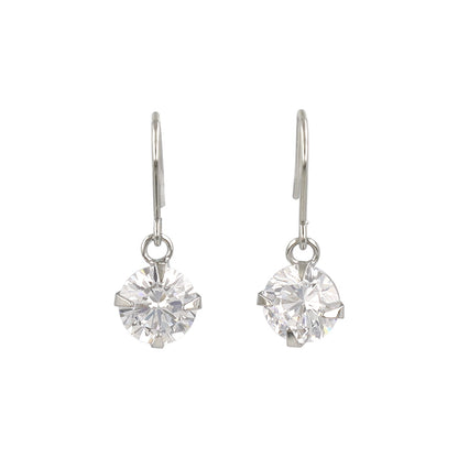 ピアス ニッケルフリー メタル キュービックジルコニア 1粒 6mm フックピアス