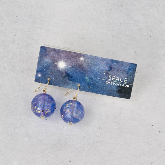 ピアス ニッケルフリー メタル カラー ビーズ ラメ 惑星 宇宙 フックピアス
