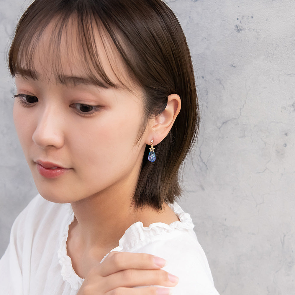 ピアス ニッケルフリー 宇宙 星 ドロップ グラデーション チタンポスト スタッドピアス