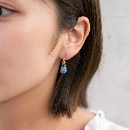 ピアス ニッケルフリー 宇宙 星 ドロップ グラデーション チタンポスト スタッドピアス