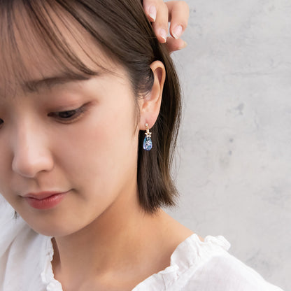 ピアス ニッケルフリー 宇宙 星 ドロップ グラデーション チタンポスト スタッドピアス