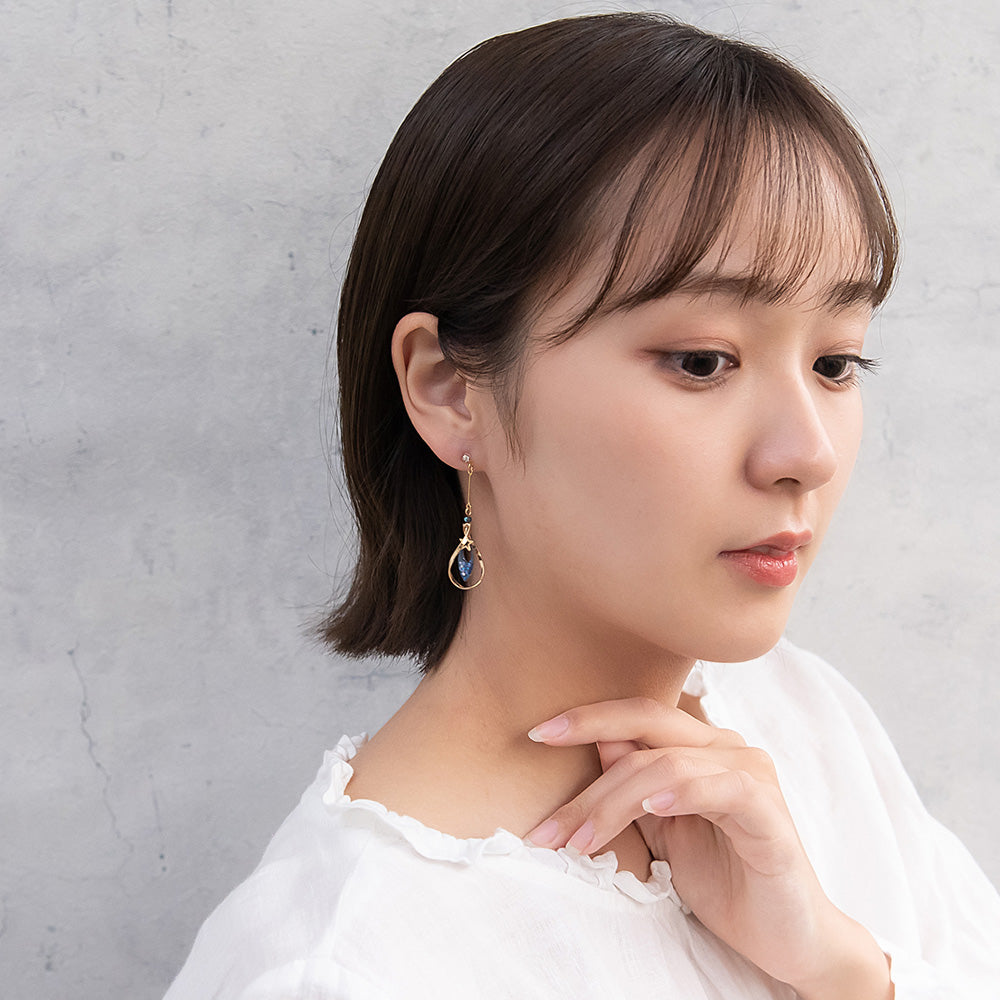 ピアス ニッケルフリー 宇宙 スター ツイスト ドロップ チタンポスト スタッドピアス