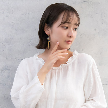 ピアス ニッケルフリー 宇宙 クレセントムーン トライアングル チェーン チタンポスト スタッドピアス