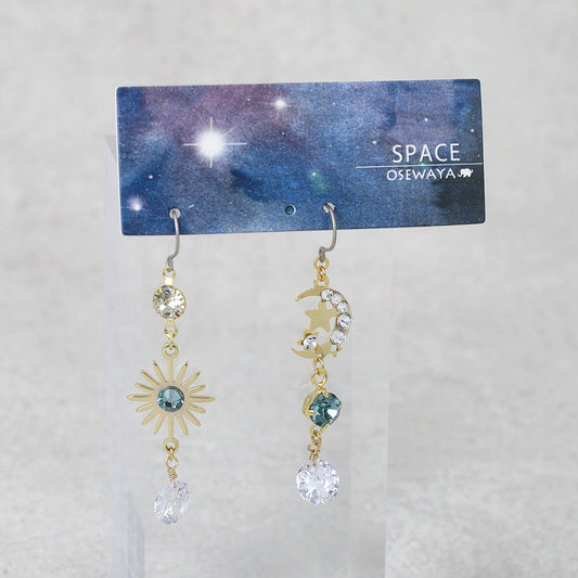 ピアス ニッケルフリー 宇宙 サン ムーン スター キュービックジルコニア フックピアス