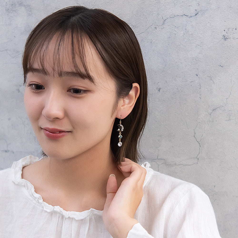 ピアス ニッケルフリー 宇宙 サン ムーン スター キュービックジルコニア フックピアス