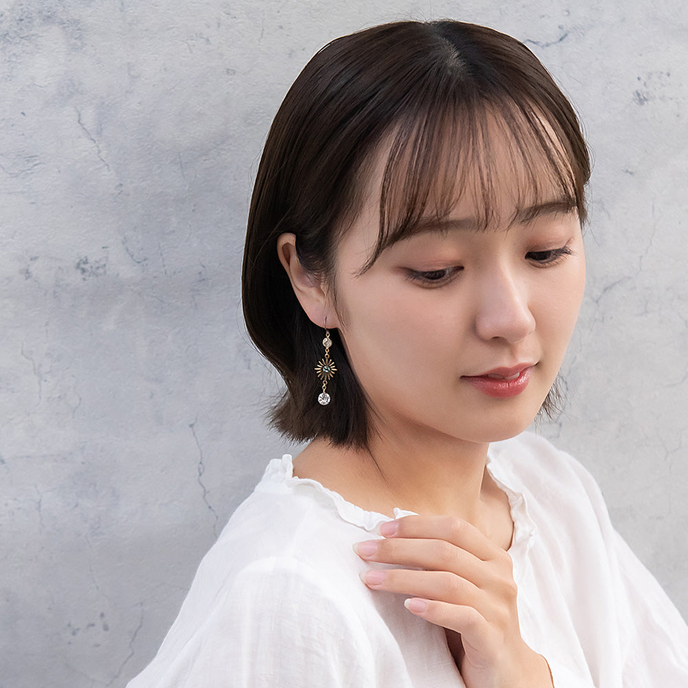 ピアス ニッケルフリー 宇宙 サン ムーン スター キュービックジルコニア フックピアス