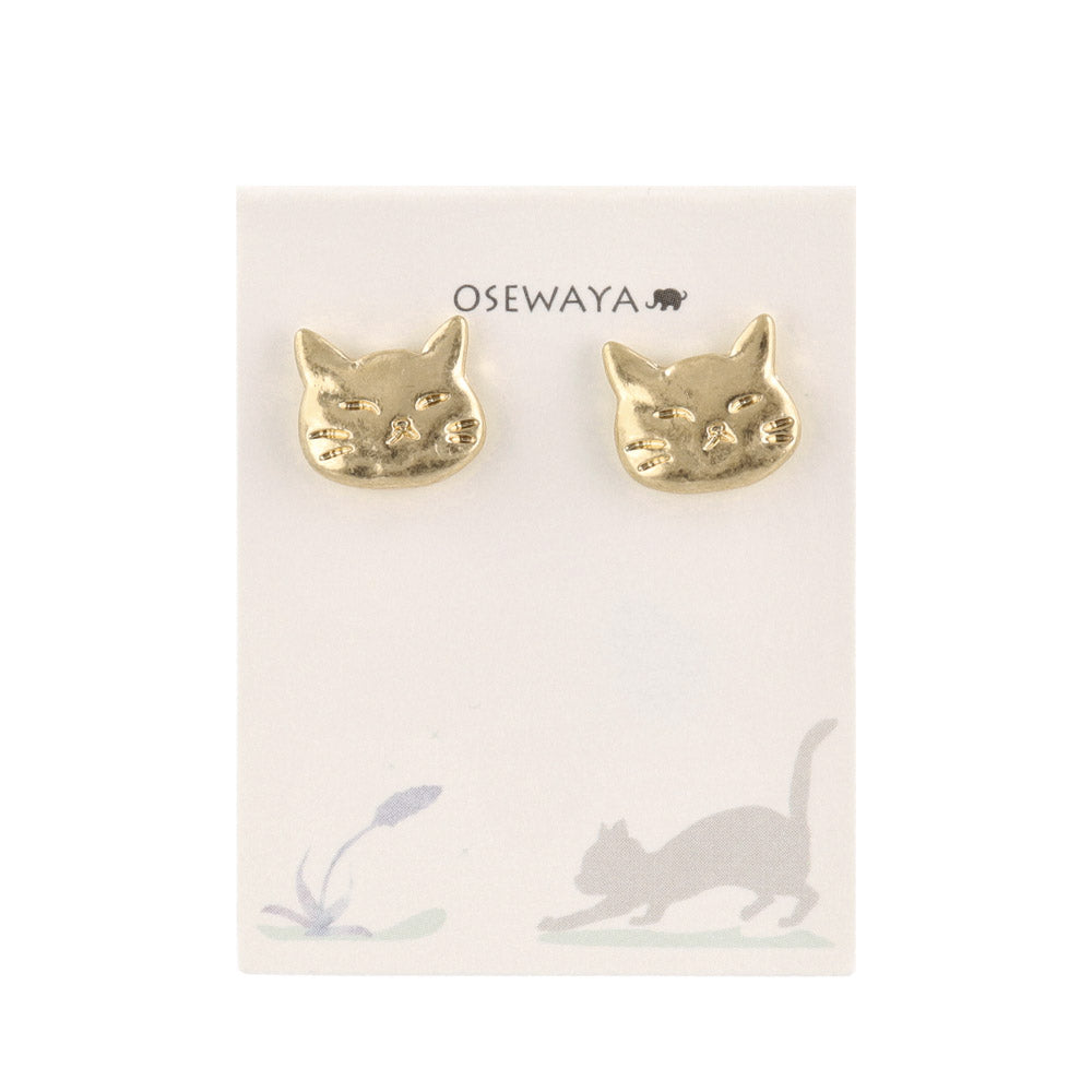 ピアス ニッケルフリー メタル 猫 ネコ フェイス チタンポスト スタッドピアス